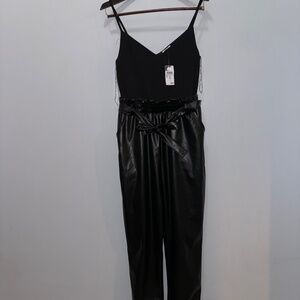 Rue21 Black Faux Leather Jumpsuit
